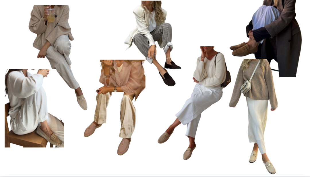 fall suede outfits – beige suede loafers with slip skirt and knit